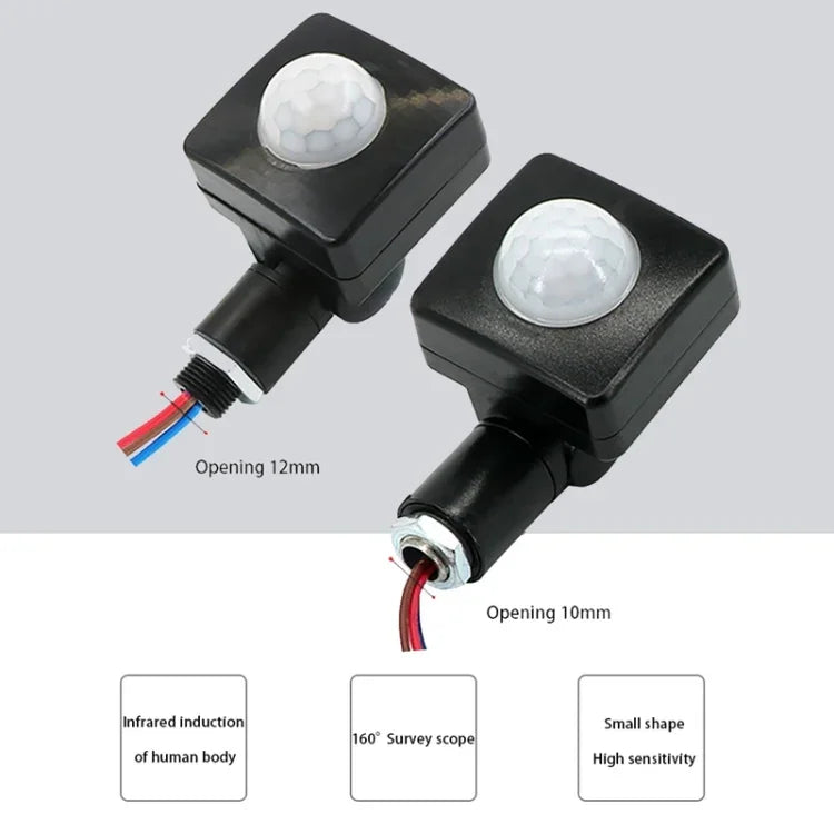 Interruptor de Holofotes de Parede com Detector Automático de Movimento PIR por Infravermelhos, 10mm, 12mm