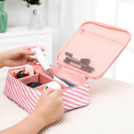 Bolsa de cosméticos portátil de grande capacidade para senhora, impermeável e acolchoada, bolsa de viagem, armazenamento para esteticista, bolsa de maquilhagem para mulheres