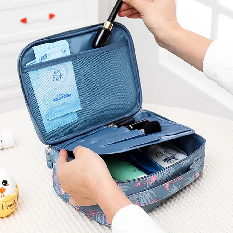 Bolsa de cosméticos portátil de grande capacidade para senhora, impermeável e acolchoada, bolsa de viagem, armazenamento para esteticista, bolsa de maquilhagem para mulheres