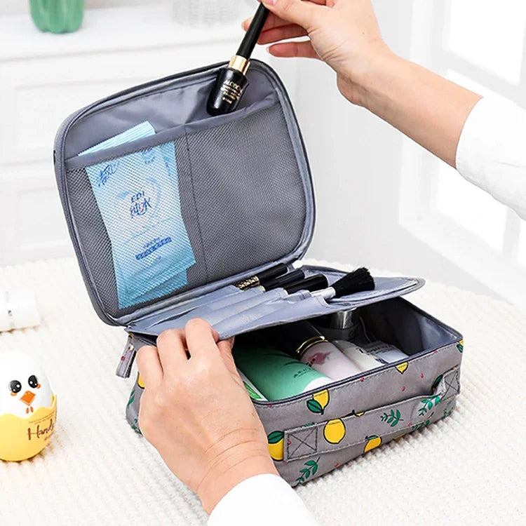 Bolsa de cosméticos portátil de grande capacidade para senhora, impermeável e acolchoada, bolsa de viagem, armazenamento para esteticista, bolsa de maquilhagem para mulheres