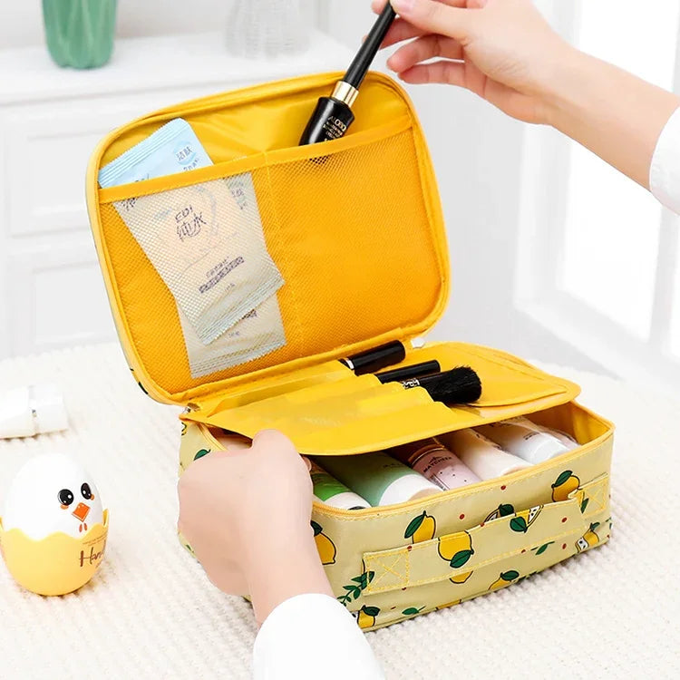 Bolsa de cosméticos portátil de grande capacidade para senhora, impermeável e acolchoada, bolsa de viagem, armazenamento para esteticista, bolsa de maquilhagem para mulheres