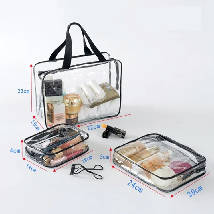 Bolsas transparentes de PVC, organizador de viagem, bolsa transparente para maquilhagem, bolsas para lavagem