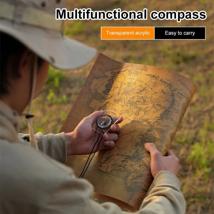 Mini Bússola Profissional com Régua de Escala de Mapa Multifuncional para Caminhadas, Camping e Sobrevivência ao Ar Livre, Mini