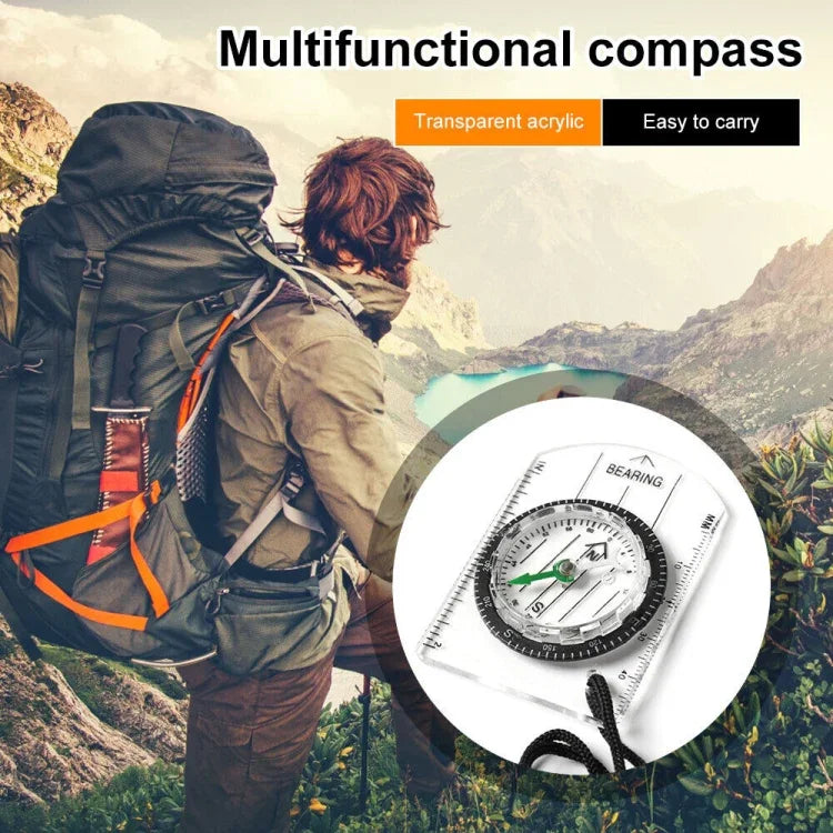 Mini Bússola Profissional com Régua de Escala de Mapa Multifuncional para Caminhadas, Camping e Sobrevivência ao Ar Livre, Mini
