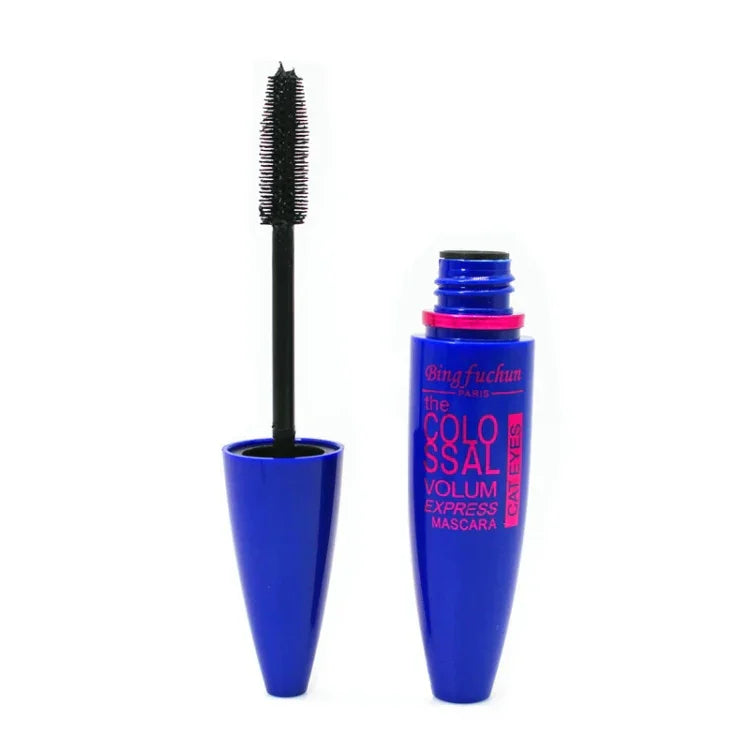 Máscara de pestanas preta express, maquilhagem para olhos, curvadora, máscara impermeável tipo foguete, azul escuro, roxo, amarelo