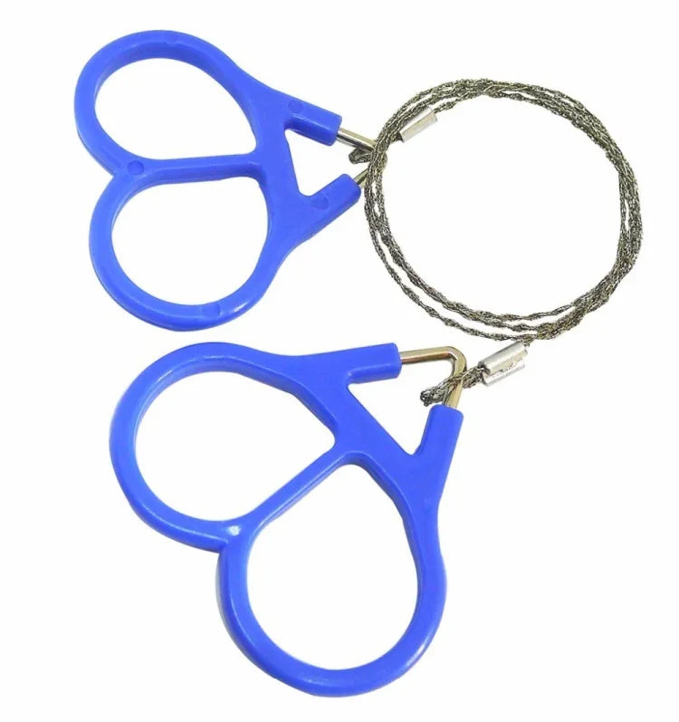 Serra de bolso para camping e caminhadas ao ar livre, ferramenta de sobrevivência de emergência com fio em aço inoxidável, serra manual (azul)