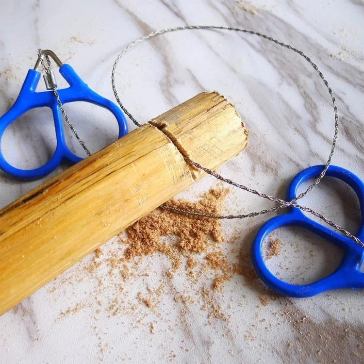 Serra de bolso para camping e caminhadas ao ar livre, ferramenta de sobrevivência de emergência com fio em aço inoxidável, serra manual (azul)