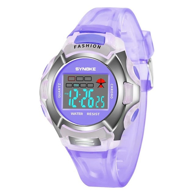 SYNOKE 99329 Relógio Eletrónico Desportivo Luminoso à Prova de Água para Crianças, Preto, Azul, Verde, Rosa, Roxo, Vermelho