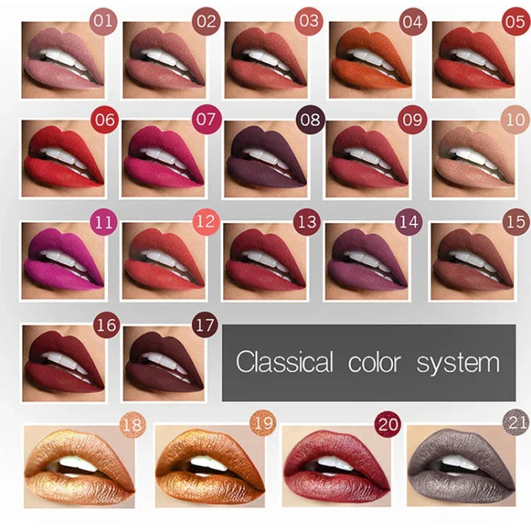 Gloss labial impermeável, batom mate, cosméticos de maquilhagem nude, 1#, 2#, 3#, 4#, 5#, 6#, 7#, 8#, 9#, 10#, 11#, 12#, 13#, 14#, 15#, 16#, 17#, 18#, 19#, 20#, 21#