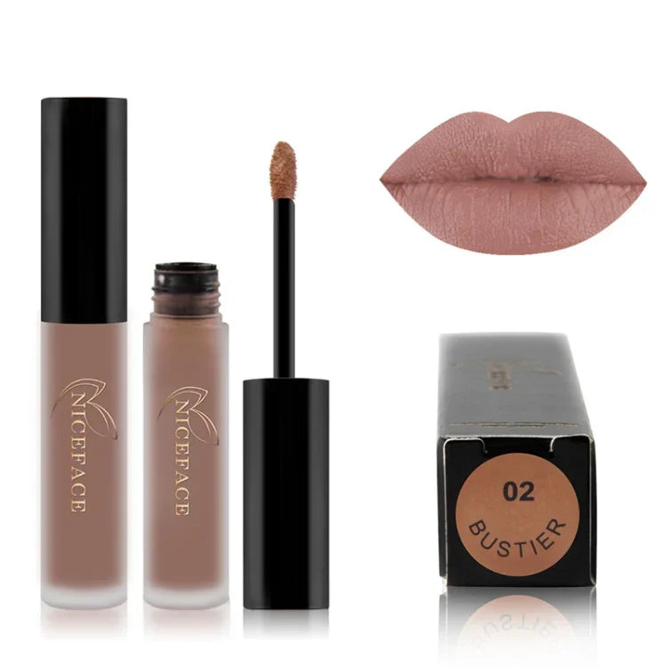Gloss labial nude mate, batom líquido impermeável, maquilhagem labial hidratante de longa duração, cosméticos, 01, 02, 03, 04, 05, 06, 07, 08, 09, 10, 11, 12, 13, 14, 15, 16, 17, 19, 20, 21, 22, 23, 24
