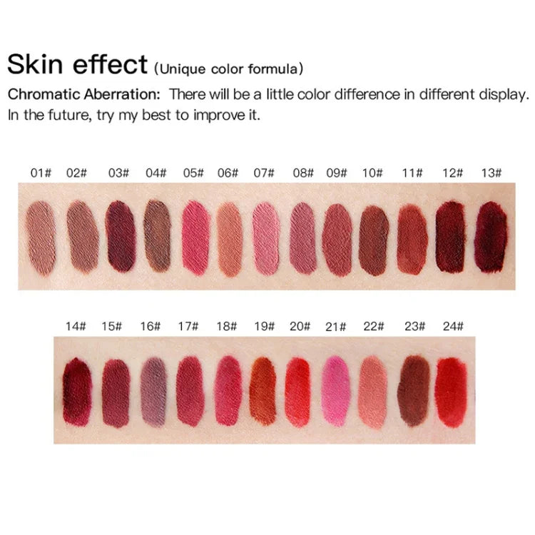 Gloss labial nude mate, batom líquido impermeável, maquilhagem labial hidratante de longa duração, cosméticos, 01, 02, 03, 04, 05, 06, 07, 08, 09, 10, 11, 12, 13, 14, 15, 16, 17, 19, 20, 21, 22, 23, 24