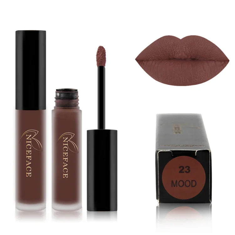 Gloss labial nude mate, batom líquido impermeável, maquilhagem labial hidratante de longa duração, cosméticos, 01, 02, 03, 04, 05, 06, 07, 08, 09, 10, 11, 12, 13, 14, 15, 16, 17, 19, 20, 21, 22, 23, 24