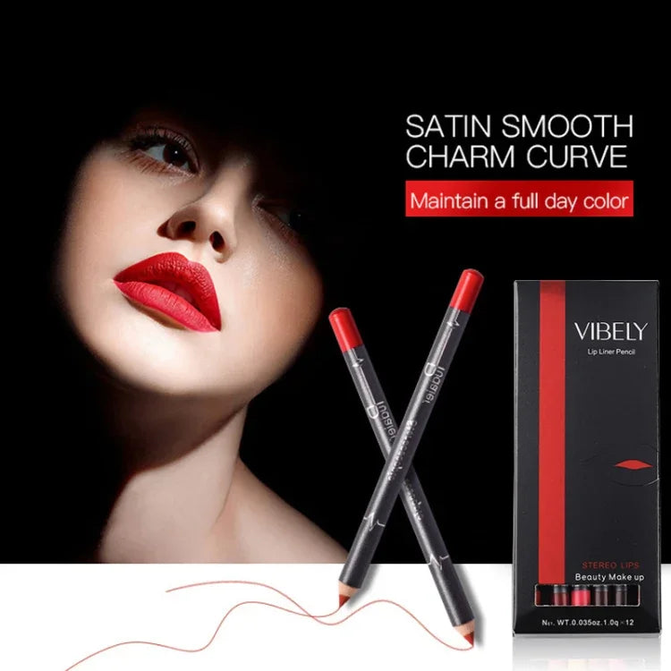 Batom mate sexy, lápis delineador de lábios, conjunto de lápis para lábios nude mate, ferramenta de maquilhagem de beleza, cosméticos