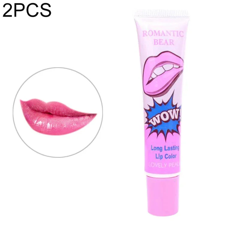 2 PCS Gloss Labial de Fácil Remoção, Longa Duração, À Prova de Água, Mate, Batom Feminino Cosmético, vermelho melancia, Pêssego encantador, Vermelho sexy, Rosa rosa, Vermelho cereja, Laranja doce