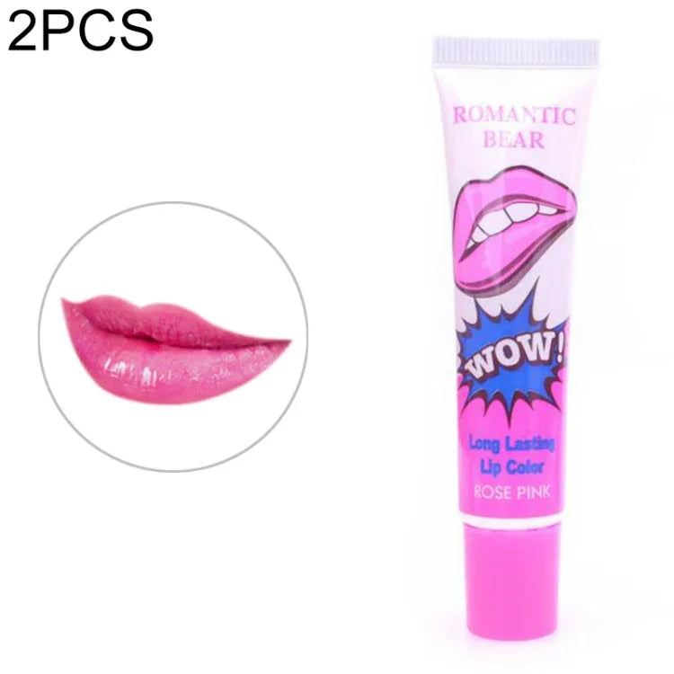 2 PCS Gloss Labial de Fácil Remoção, Longa Duração, À Prova de Água, Mate, Batom Feminino Cosmético, vermelho melancia, Pêssego encantador, Vermelho sexy, Rosa rosa, Vermelho cereja, Laranja doce