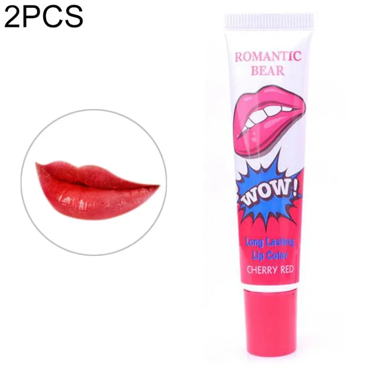 2 PCS Gloss Labial de Fácil Remoção, Longa Duração, À Prova de Água, Mate, Batom Feminino Cosmético, vermelho melancia, Pêssego encantador, Vermelho sexy, Rosa rosa, Vermelho cereja, Laranja doce