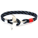 Pulseiras com corrente de corda náutica de sobrevivência com pendente de âncora cauda de baleia, azul escuro, preto, preto e vermelho, vermelho, preto e azul, amarelo, colorido, azul