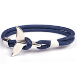 Pulseiras com corrente de corda náutica de sobrevivência com pendente de âncora cauda de baleia, azul escuro, preto, preto e vermelho, vermelho, preto e azul, amarelo, colorido, azul