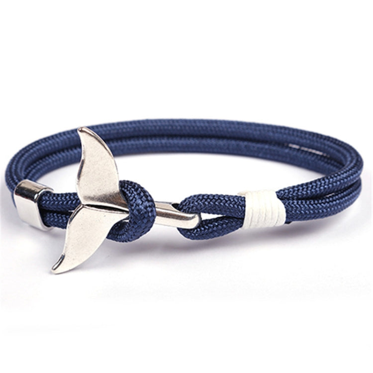 Pulseiras com corrente de corda náutica de sobrevivência com pendente de âncora cauda de baleia, azul escuro, preto, preto e vermelho, vermelho, preto e azul, amarelo, colorido, azul