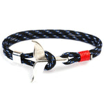 Pulseiras com corrente de corda náutica de sobrevivência com pendente de âncora cauda de baleia, azul escuro, preto, preto e vermelho, vermelho, preto e azul, amarelo, colorido, azul