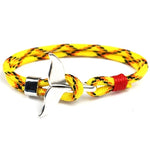 Pulseiras com corrente de corda náutica de sobrevivência com pendente de âncora cauda de baleia, azul escuro, preto, preto e vermelho, vermelho, preto e azul, amarelo, colorido, azul