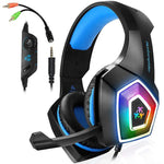 Auscultadores Gaming V1 3,5mm RGB Coloridos Luminosos com Controlo por Fio, Comprimento do Cabo: 2,2m