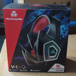 Auscultadores Gaming V1 3,5mm RGB Coloridos Luminosos com Controlo por Fio, Comprimento do Cabo: 2,2m