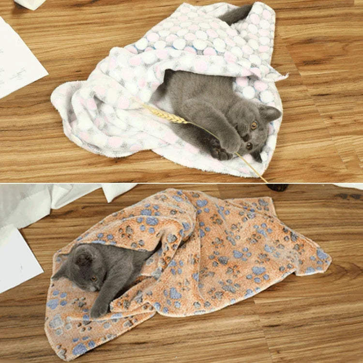 Manta Suave em Flanela para Animal de Estimação com Estampa de Pontos, Tapete Respirável e Quente para Dormir, Capa para Almofada para Cão e Gato, S, M, L