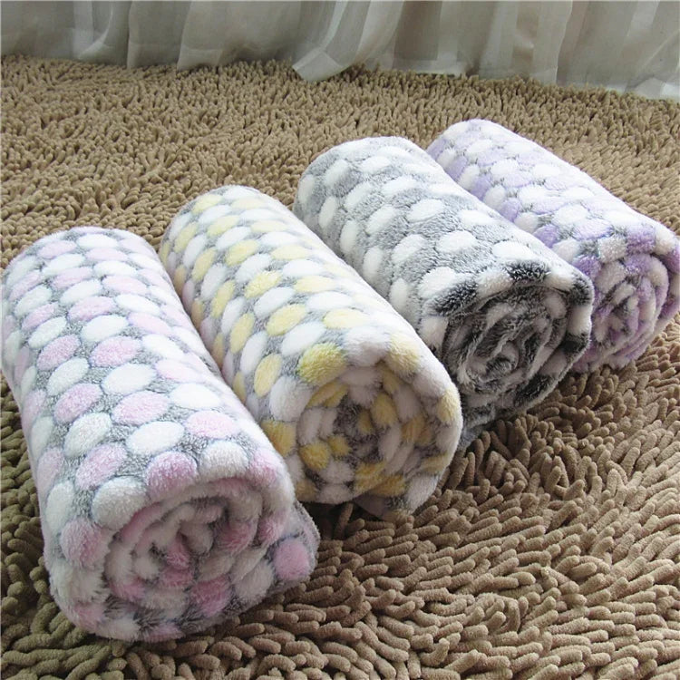 Manta Suave em Flanela para Animal de Estimação com Estampa de Pontos, Tapete Respirável e Quente para Dormir, Capa para Almofada para Cão e Gato, S, M, L