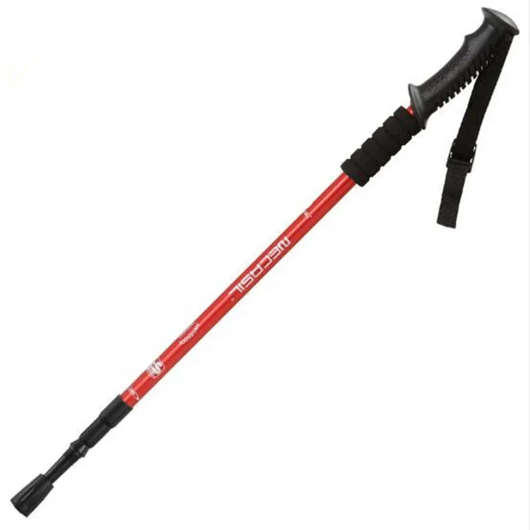 Bastão de Trekking Retrátil de Liga de Alumínio de Três Secções NECASIL, Cabo Reto, Três Secções (Preto), Três Secções (Vermelho), Três Secções (Azul), Três Secções (Prateado)
