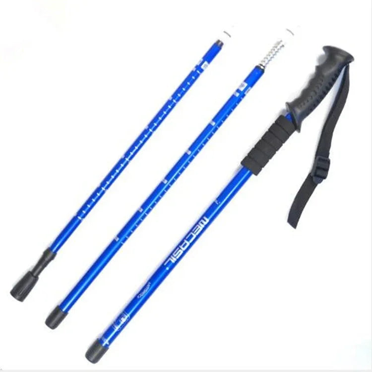 Bastão de Trekking Retrátil de Liga de Alumínio de Três Secções NECASIL, Cabo Reto, Três Secções (Preto), Três Secções (Vermelho), Três Secções (Azul), Três Secções (Prateado)