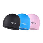 Touca de Natação Ampliada Impermeável com Revestimento PU para Adultos, Preto, Rosa, Azul