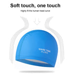 Touca de Natação Ampliada Impermeável com Revestimento PU para Adultos, Preto, Rosa, Azul