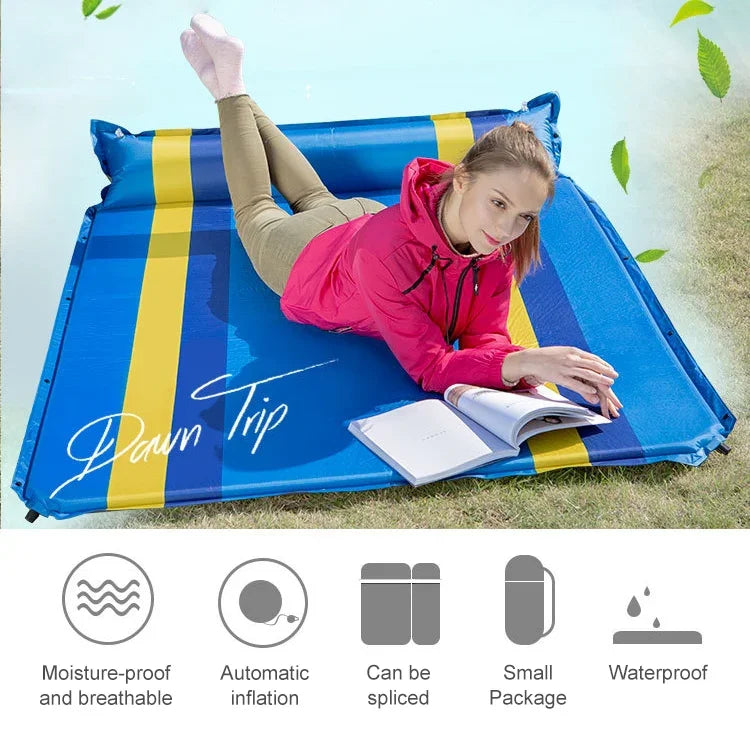 Colchão Insuflável Automático para Desporto ao Ar Livre, Almofada de Ar Dupla para Campismo, 190x130x3.5cm Verde, 190x130x3.5cm Azul, 190x130x3.5cm Laranja