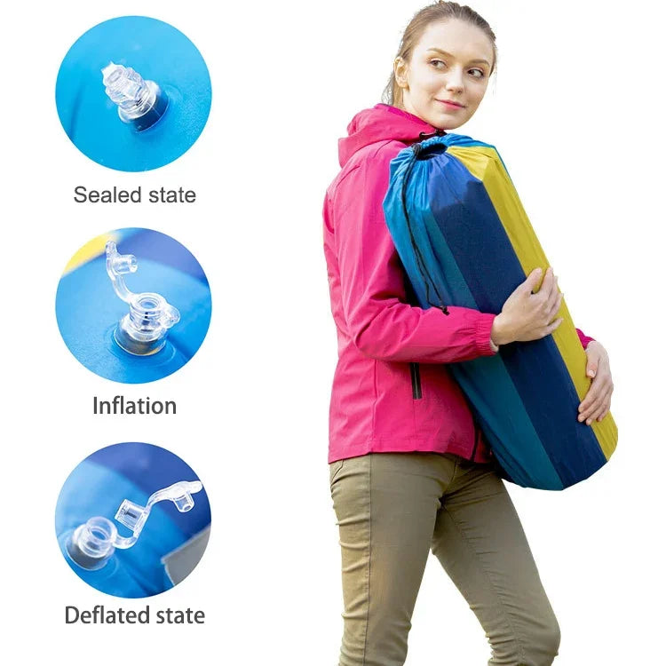 Colchão Insuflável Automático para Desporto ao Ar Livre, Almofada de Ar Dupla para Campismo, 190x130x3.5cm Verde, 190x130x3.5cm Azul, 190x130x3.5cm Laranja