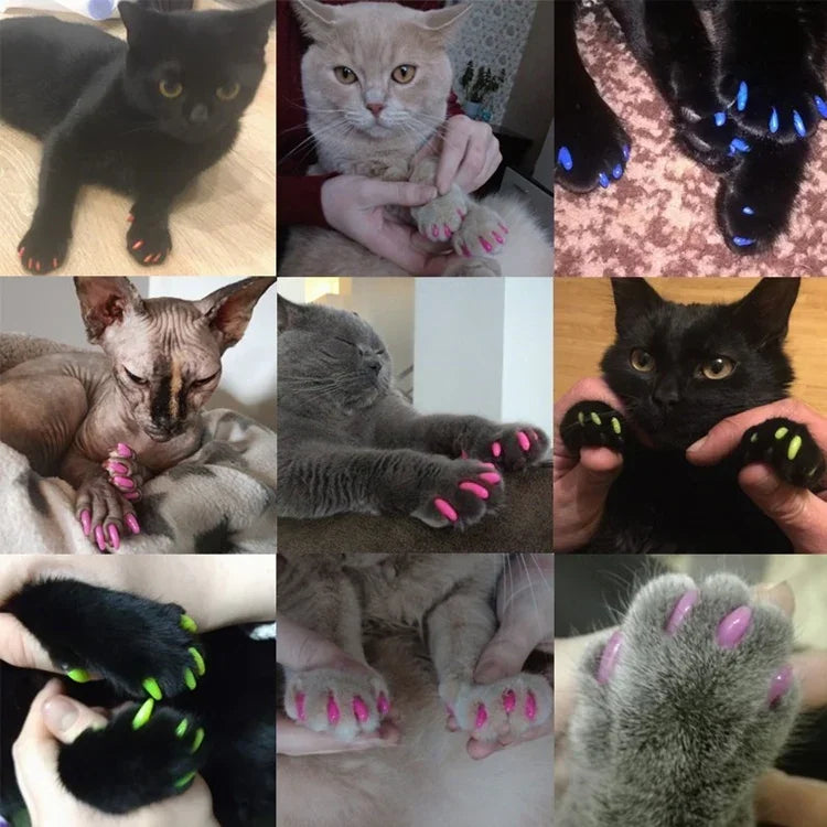 20 Unidades de Tampas de Silicone Macias para Unhas de Gato / Proteção para Garras / Protetor de Unhas para Animais, XS, S, L