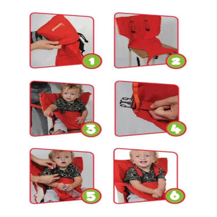 Cadeira portátil para bebé, cadeira infantil, dobrável, lavável, assento para refeições, com cinto de segurança