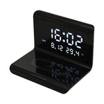Carregador Sem Fios Universal Multi-funções QI 10W para Telemóvel com Relógio Despertador e Mostrador de Hora / Calendário / Temperatura, RT1 10W (Preto)