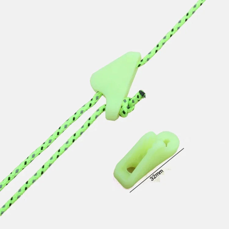10 Peças de Fivela de Corda Luminosa para Exterior Fivela Triangular Fluorescente para Tenda Alerta de Perigo Acidental Ajustador de Corda para Vento de Tenda, Fivela Triangular