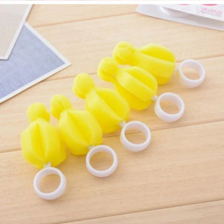 5 PCS Escova Amarela de Esponja Giratória 360 Graus para Chupeta de Bebé, Escovas para Limpeza de Tetinas, Escovas para Biberão, Limpa Chupetas para Bebés, Escovas para Biberão