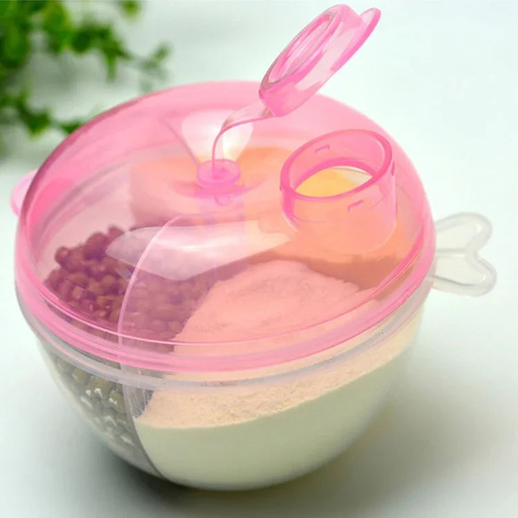 Dispensador de leite em pó para bebé, recipiente para alimentos, caixa de armazenamento para alimentação, 3 camadas, à prova de fugas, caixa de viagem para crianças e bebés, verde, rosa, amarelo, azul
