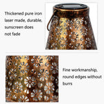 Lanterna de Ferro Forjado Solar Exterior Decoração de Jardim Lâmpada Pendente LED, Lanterna Crisântemo