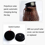 Lanterna de Ferro Forjado Solar Exterior Decoração de Jardim Lâmpada Pendente LED, Lanterna Crisântemo