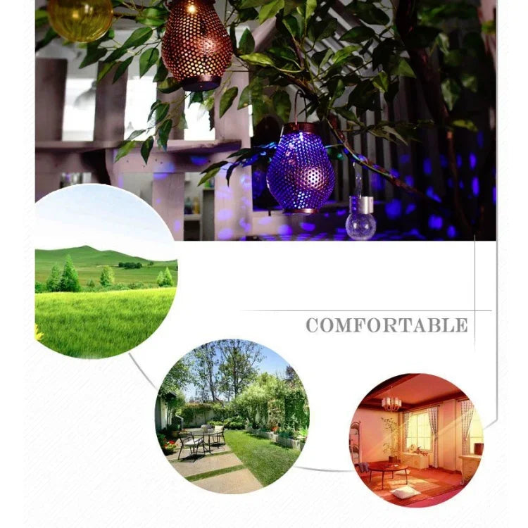 Lanterna de Ferro Forjado Solar Exterior Decoração de Jardim Lâmpada Pendente LED, Lanterna Crisântemo