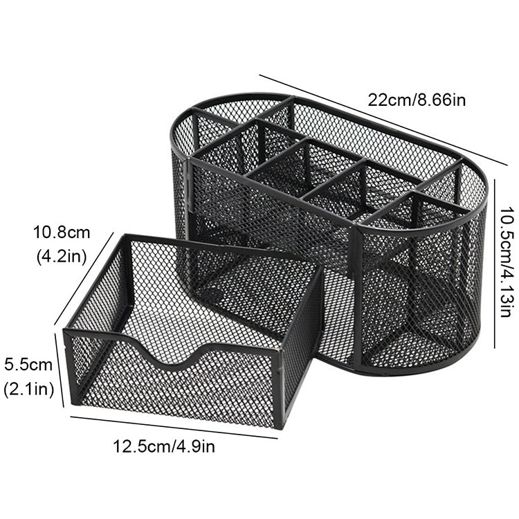 Desk Organizer 9 Grids Metal Mesh Office Pen Pencil Holder