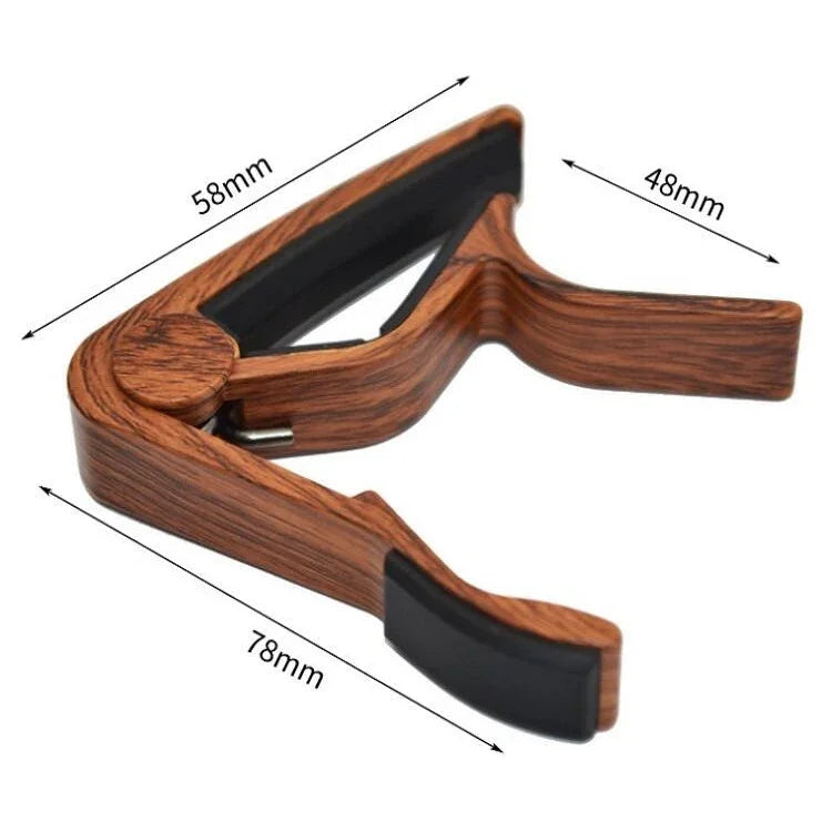 Conjunto 2 em 1 de Capotraste de Madeira Maciça para Guitarra Folk + Palheta, Capotraste para Guitarra Folk