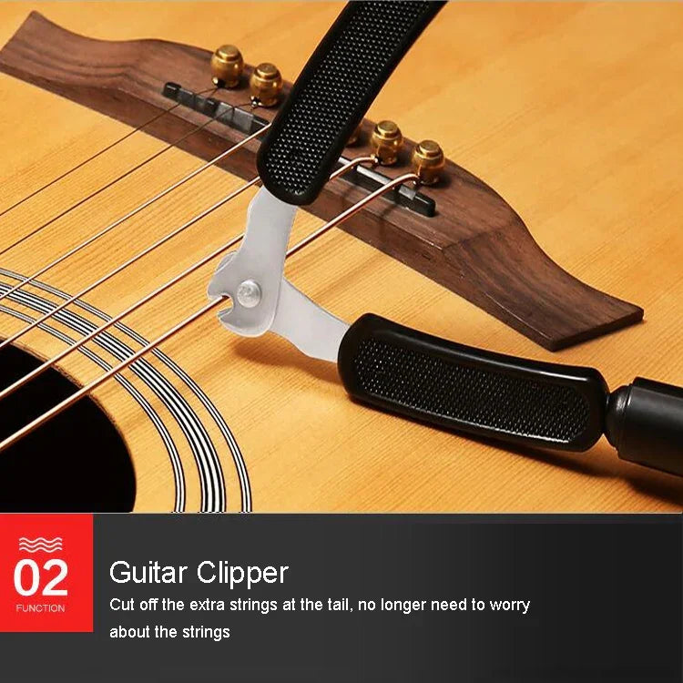 Conjunto de Ferramentas para Troca de Cordas de Guitarra, Aparador de Cordas, Enrolador de Cordas, Alicate Três em Um, Acessórios para Guitarra