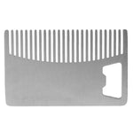 Pente de Metal para Cabelo e Barba com Abridor de Garrafas Ferramenta Multiusos Tamanho Cartão de Crédito, Metal