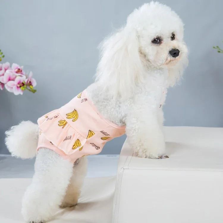 Calças Fisiológicas para Cães com Estampa de Banana Confortáveis e Respiráveis com Alças, S, M, L, XL