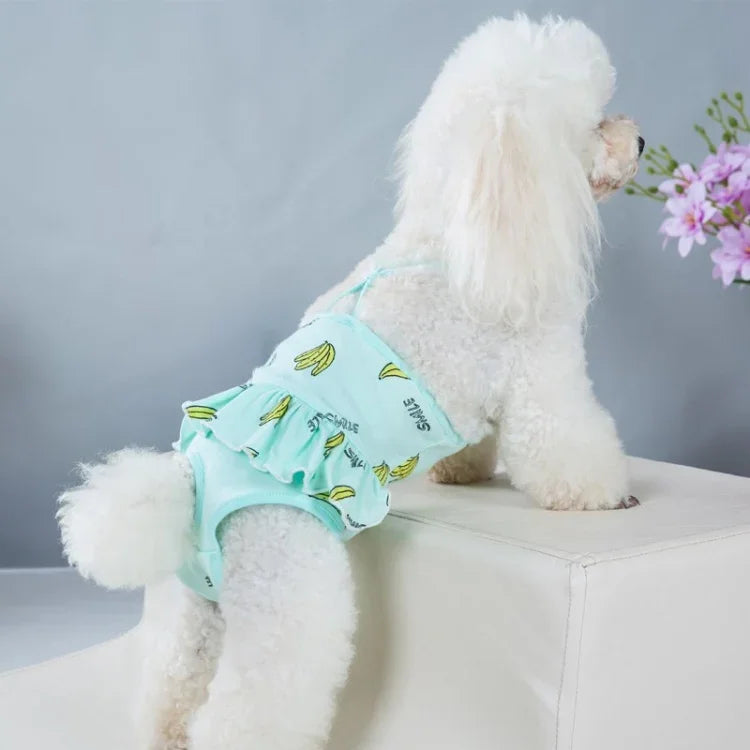Calças Fisiológicas para Cães com Estampa de Banana Confortáveis e Respiráveis com Alças, S, M, L, XL